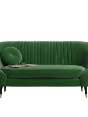 Emerald Green Velvet Curved 3-Seater Sofa