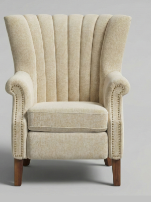 The Arch - Cream Channel Tufted Wingback Chair