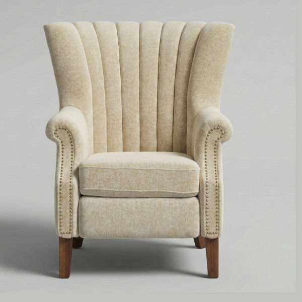 The Arch - Cream Channel Tufted Wingback Chair