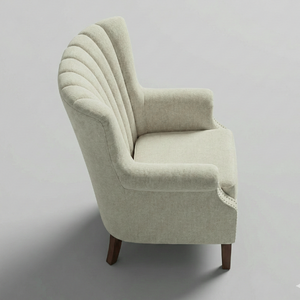 The Arch - Cream Channel Tufted Wingback Chair