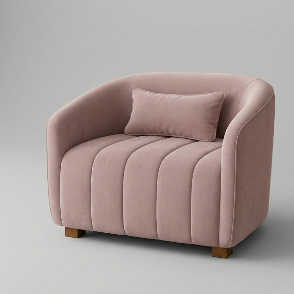 The Charlotte - Dusty Pink Channel Tufted Velvet Armchair